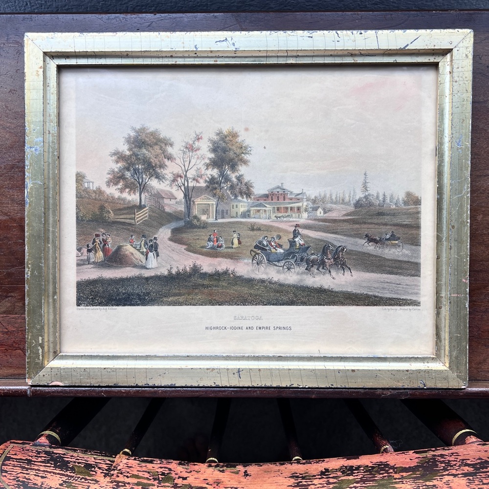 Vintage Borghese Saratoga‎ by Aug. Kollner Litho Framed Wall Art 13.75” x 11"